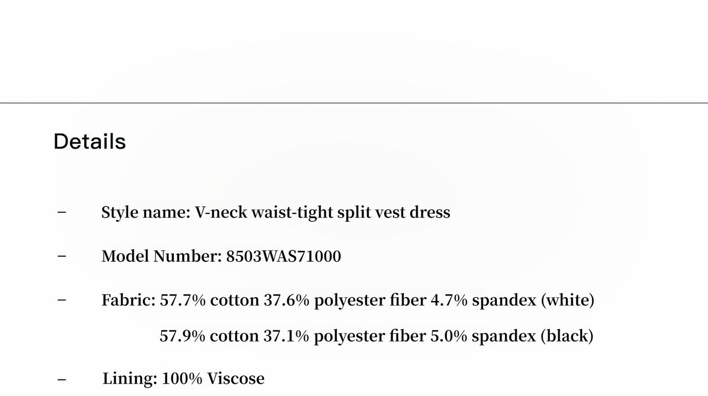 Micro-Cocoon-Shaped Pleated V-Neck Commuting Slim-Fitting Split Vest Dress