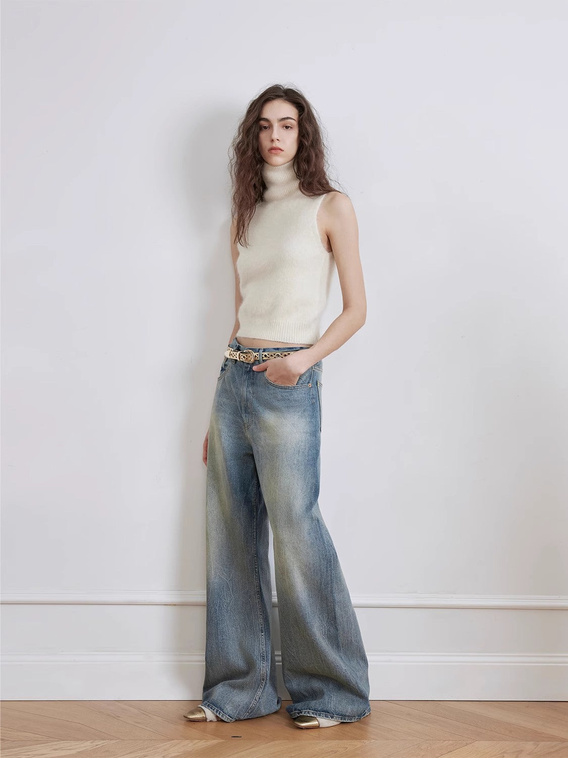 "Magic Dream" Retro Modern Washed Chicken Claw Wrinkled Wide Leg Pants