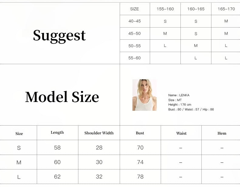 20NM Ultra-Fine High-Quality Silk, Smooth and Elegant U-Neck Straight Knitted Vest T