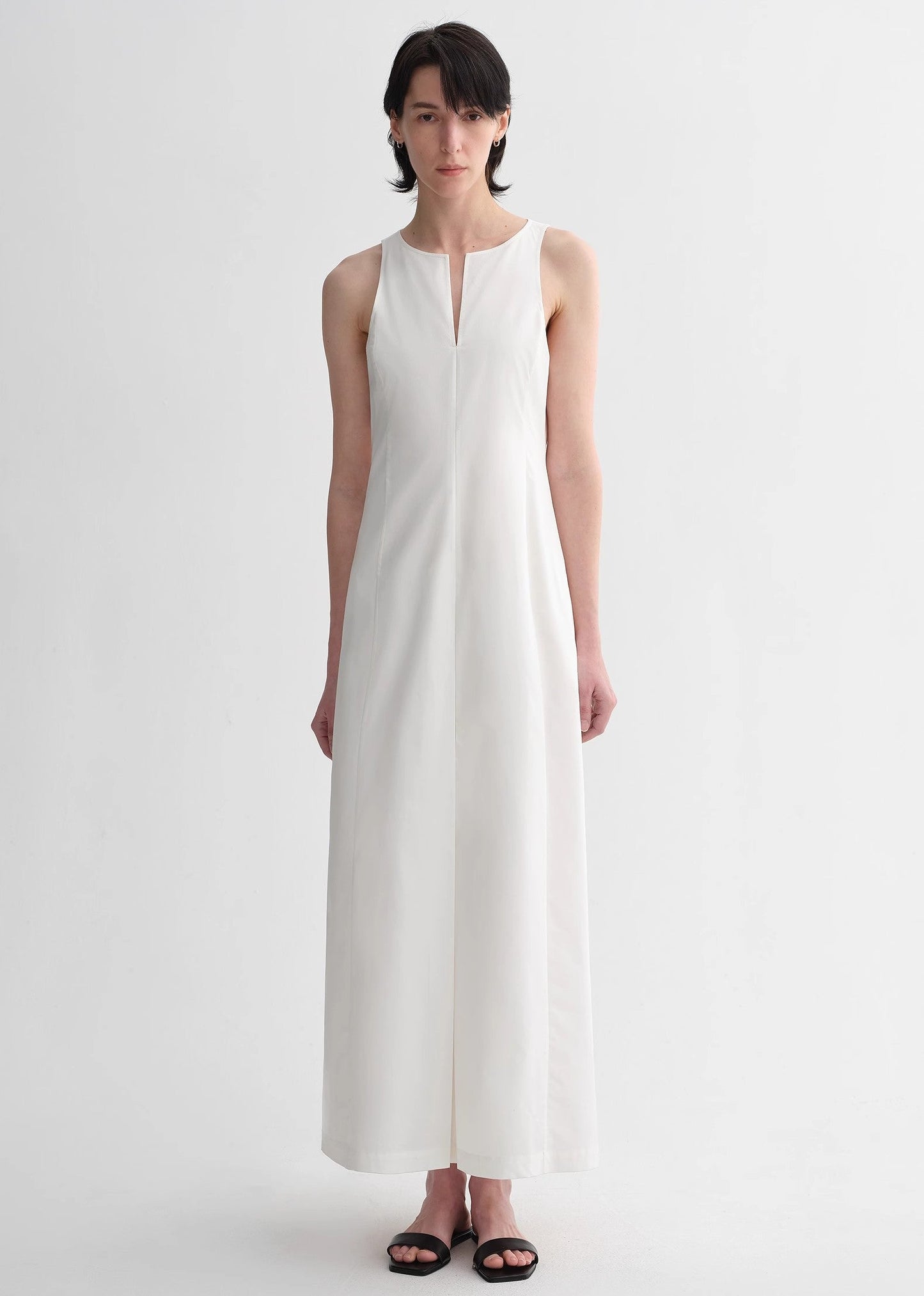 Micro-Cocoon-Shaped Pleated V-Neck Commuting Slim-Fitting Split Vest Dress
