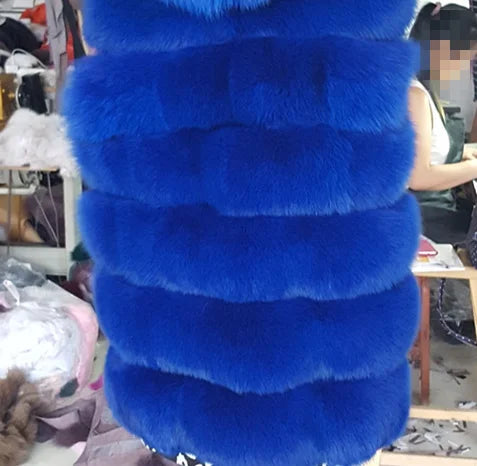 True Natural Fox Fur Coat Thick Silver