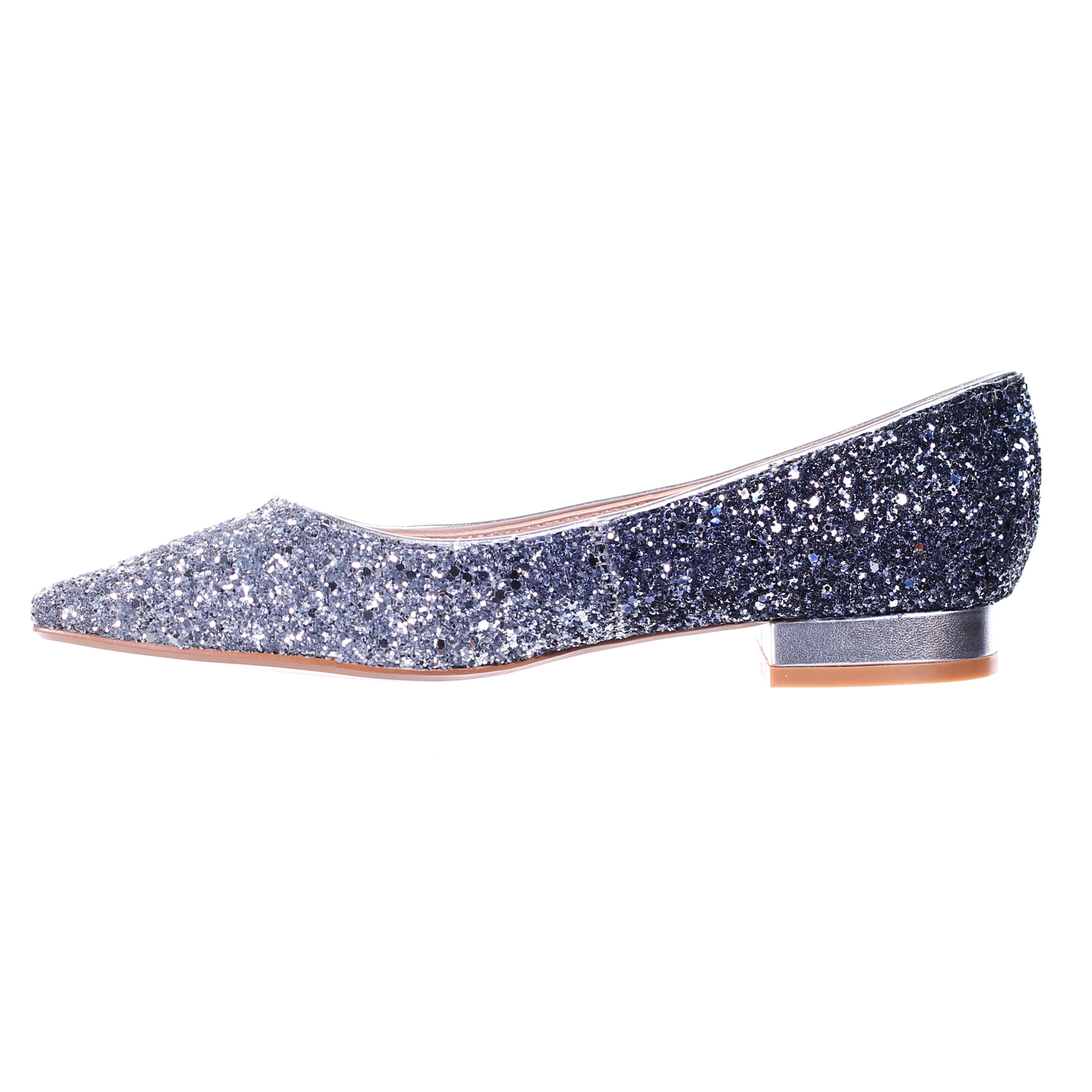 Glitter Pointed Toe Ballet Flats (S/Blue)