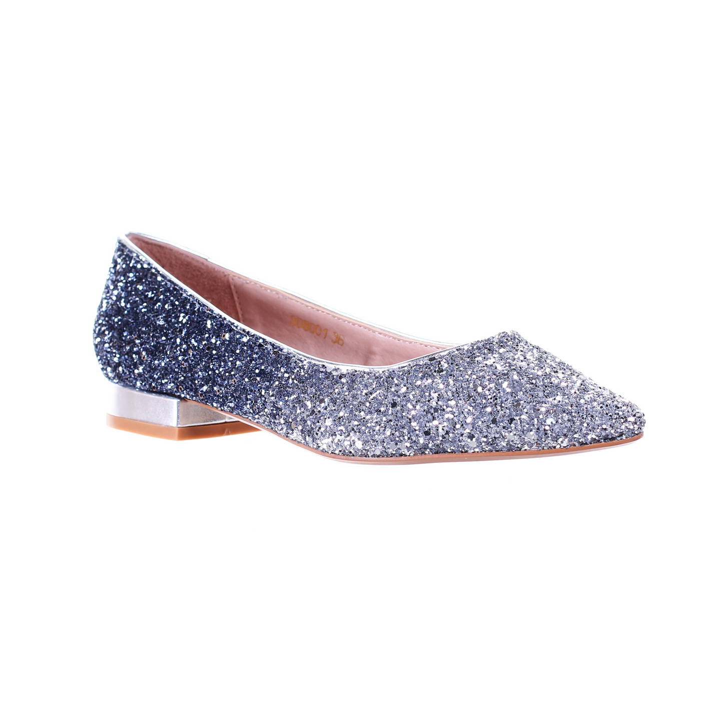 Glitter Pointed Toe Ballet Flats (S/Blue)