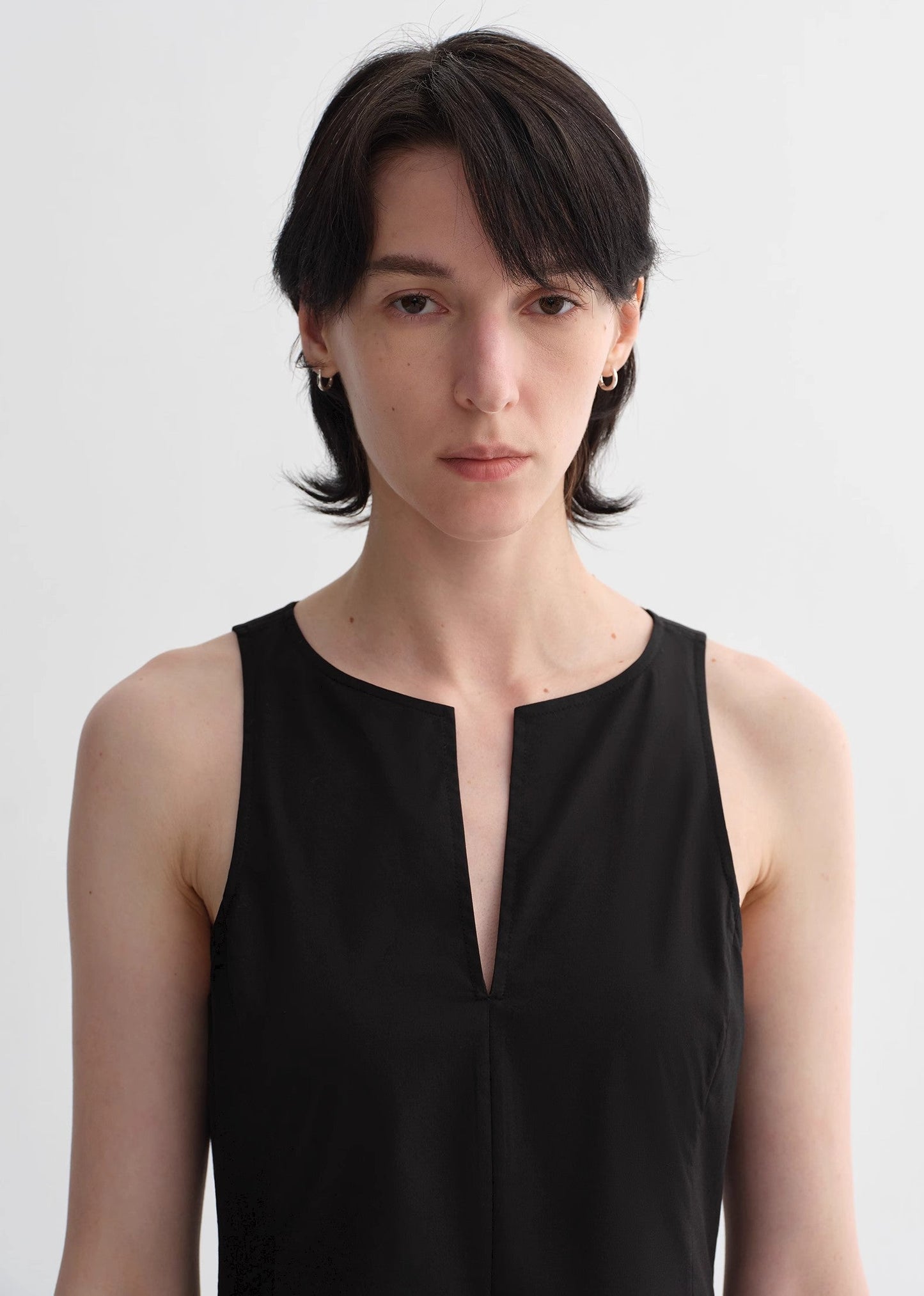 Micro-Cocoon-Shaped Pleated V-Neck Commuting Slim-Fitting Split Vest Dress