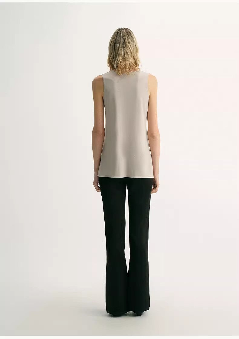 20NM Ultra-Fine High-Quality Silk, Smooth and Elegant U-Neck Straight Knitted Vest T