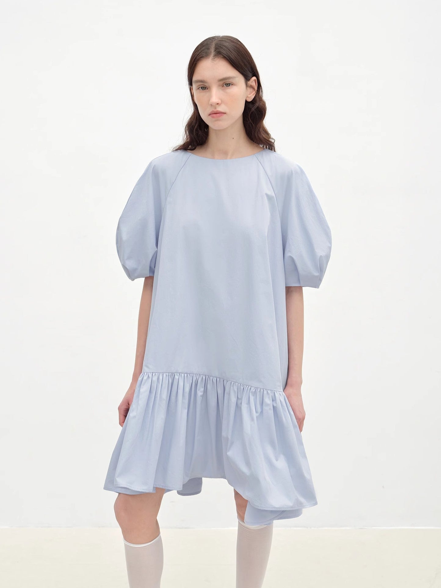 "Ailande" Round Neck Puff Sleeve Dress