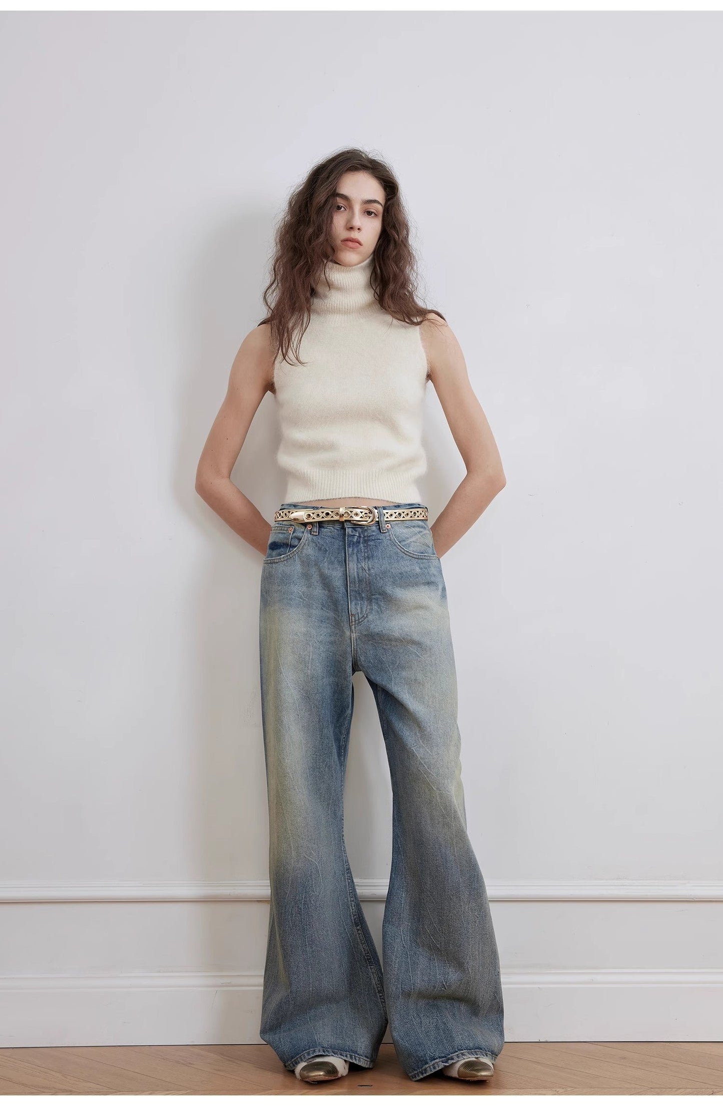 "Magic Dream" Retro Modern Washed Chicken Claw Wrinkled Wide Leg Pants