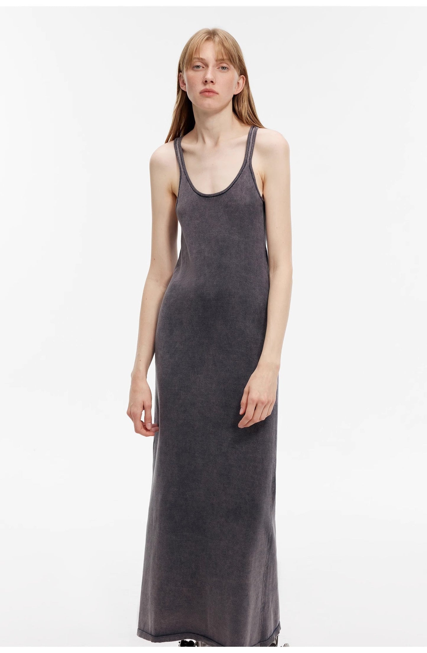 "Cool Girl Recipe" Luxury Brand Exclusive Ferment-Washed Distressed Vest Dress