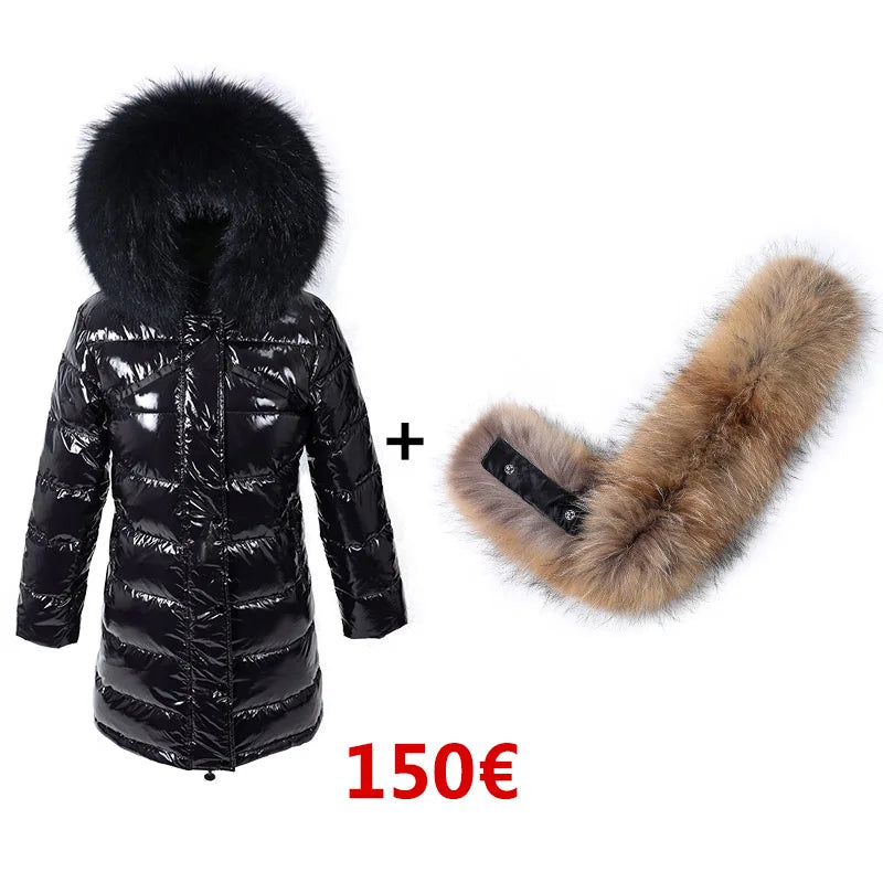 Real Fur Coat Parkas Duck Down Lining Coat Real Raccoon Fur Collar