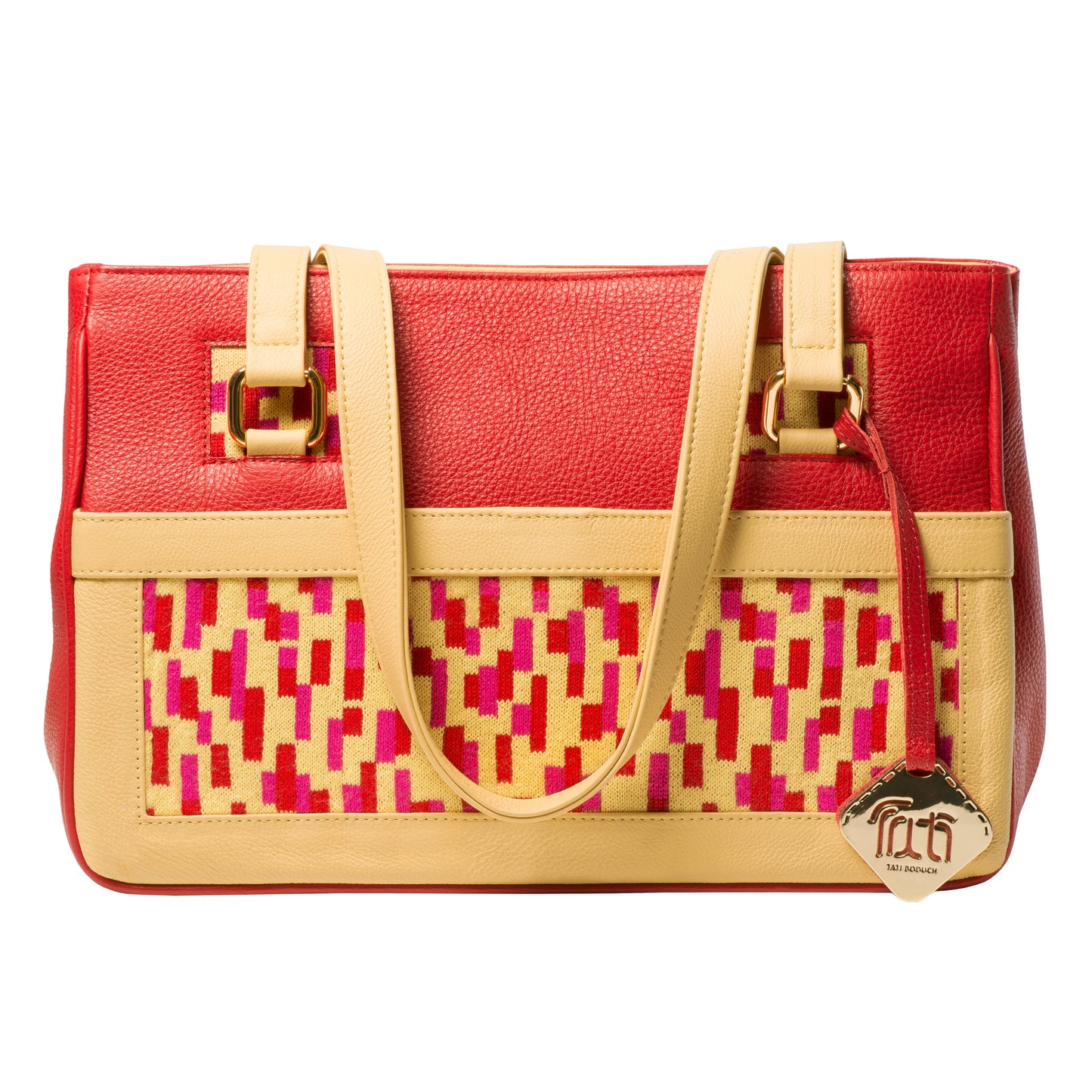 TATI BODUCH Designer Handbag, Mosaic Collection, Leather Red