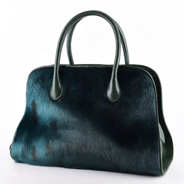 New Arrival Real Fur Handbags Wholesale Women Leather Bags Natural Fur Lady Purse Luxury Italian Fur Bags Green Fashion