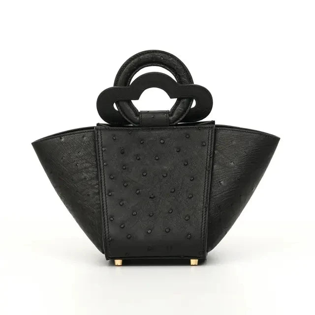 Ostrich Genuine Leather Women's Handbag Fashionable Trendy Simple Versatile Lady's Tote Single-Shoulder Crossbody Bag