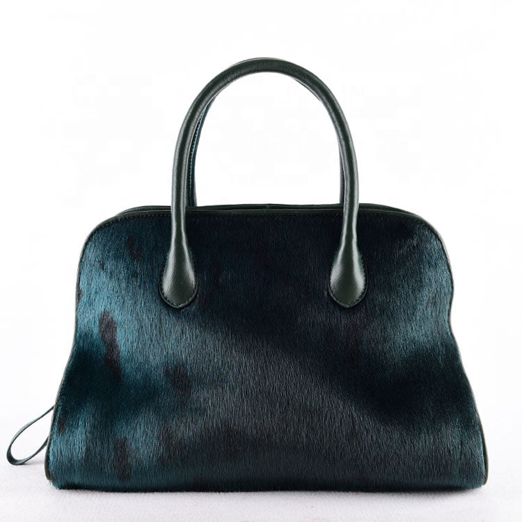 New Arrival Real Fur Handbags Wholesale Women Leather Bags Natural Fur Lady Purse Luxury Italian Fur Bags Green Fashion