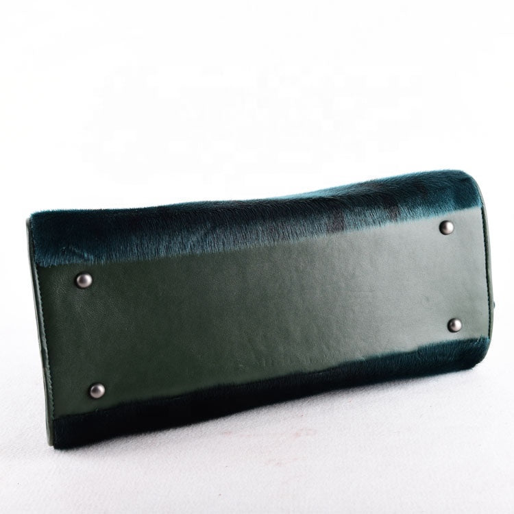 New Arrival Real Fur Handbags Wholesale Women Leather Bags Natural Fur Lady Purse Luxury Italian Fur Bags Green Fashion