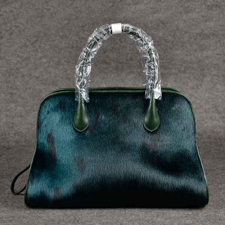 New Arrival Real Fur Handbags Wholesale Women Leather Bags Natural Fur Lady Purse Luxury Italian Fur Bags Green Fashion