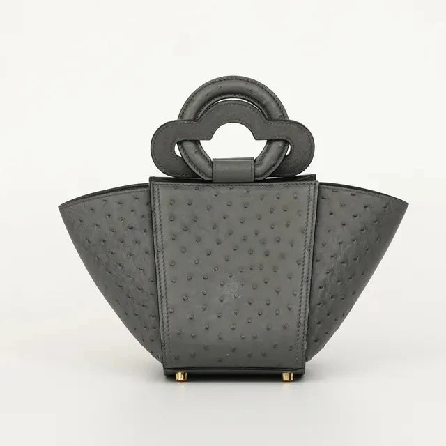 Ostrich Genuine Leather Women's Handbag Fashionable Trendy Simple Versatile Lady's Tote Single-Shoulder Crossbody Bag