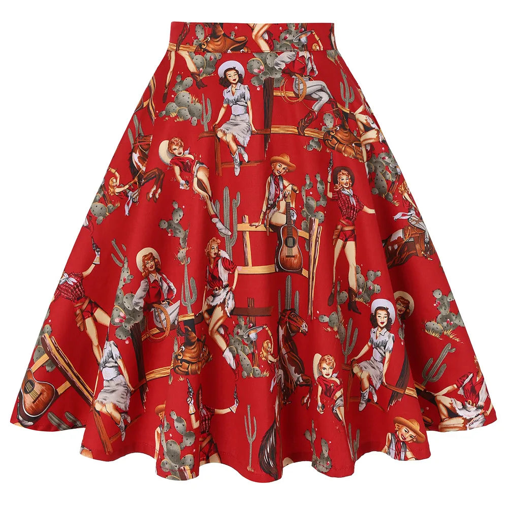 Women's Runway Cotton Retro Vintage Skirt
