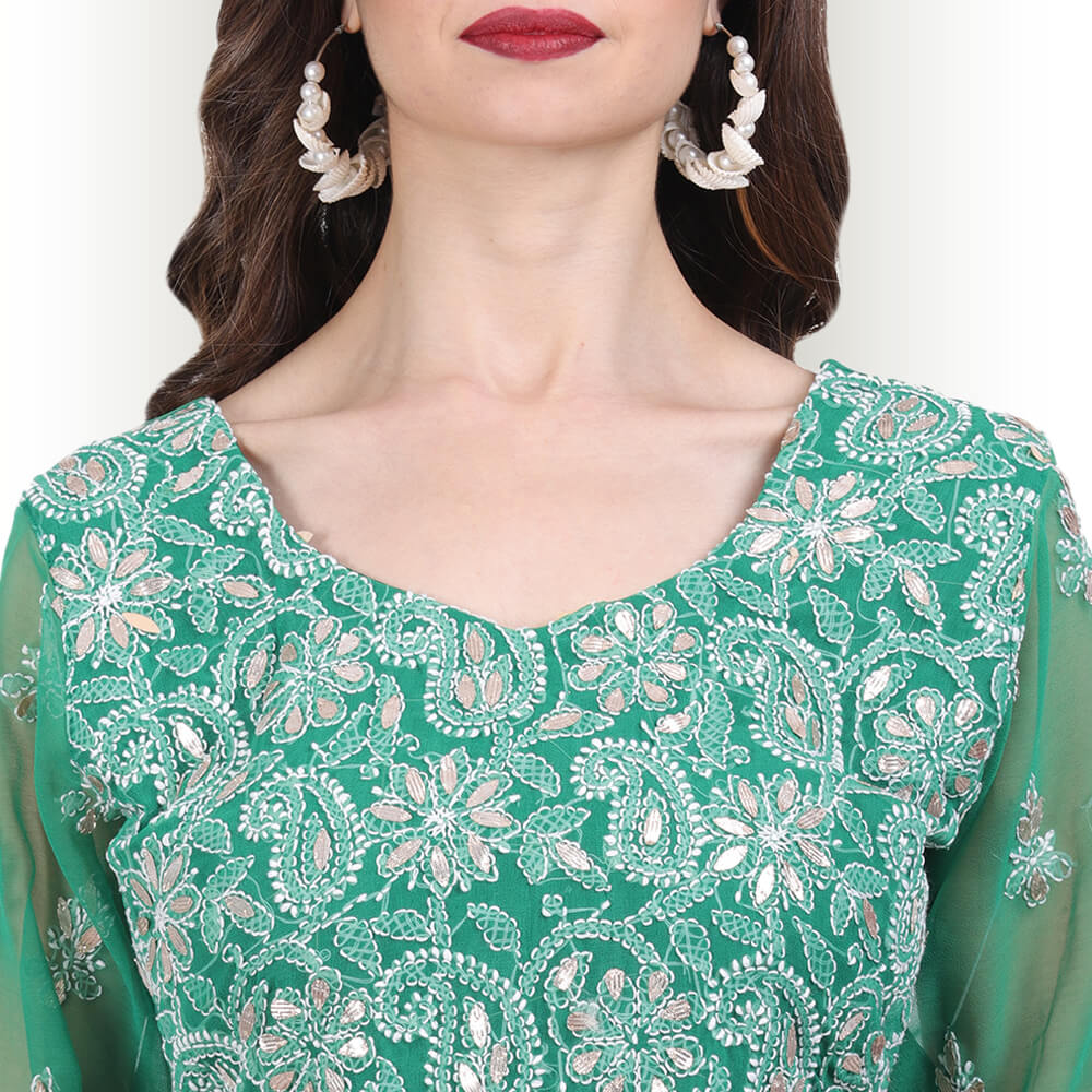 Chikankari and Gota Patti Palazzo Suit