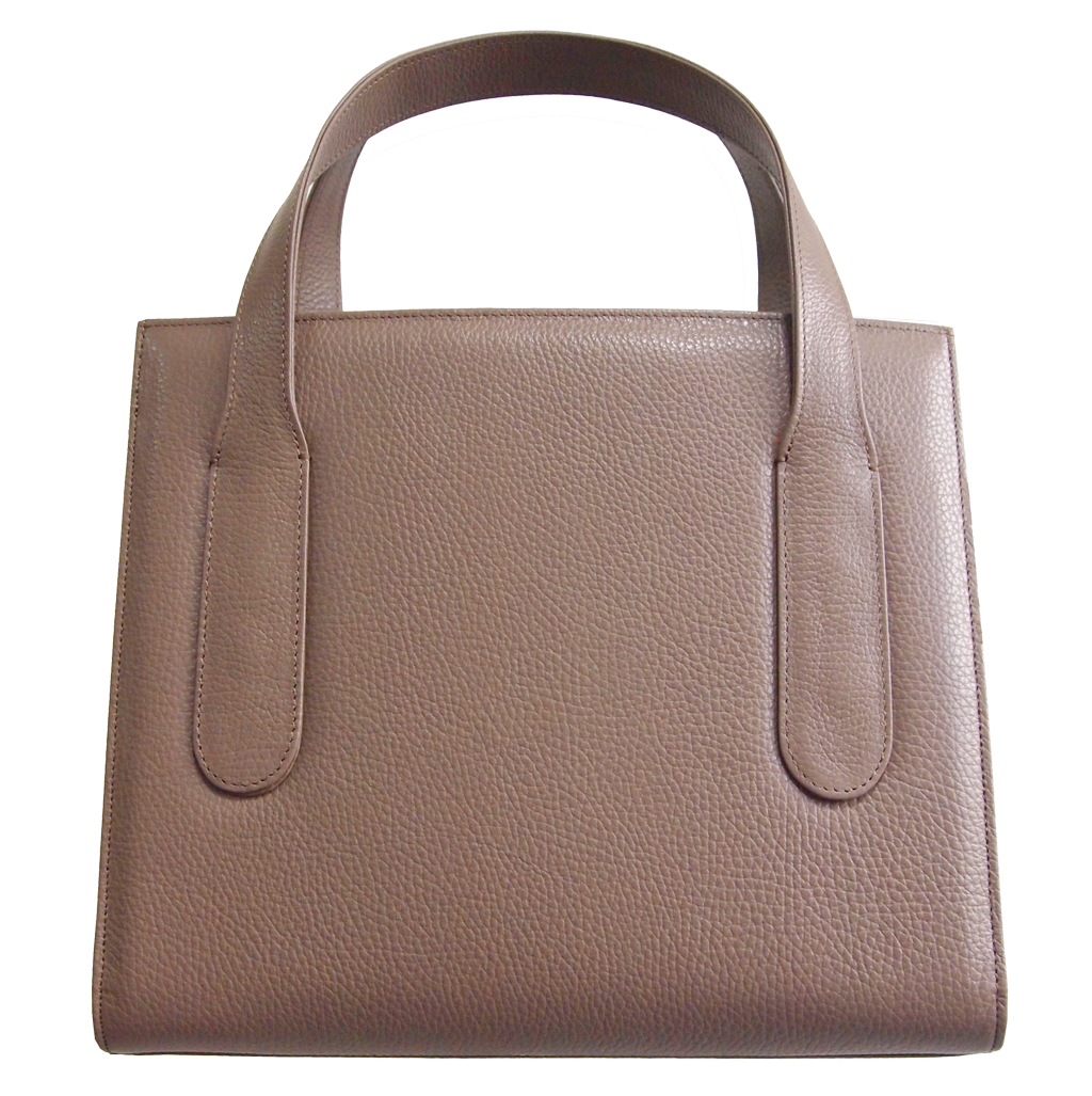 Large Pebbled Calf Leather Tote Taupe
