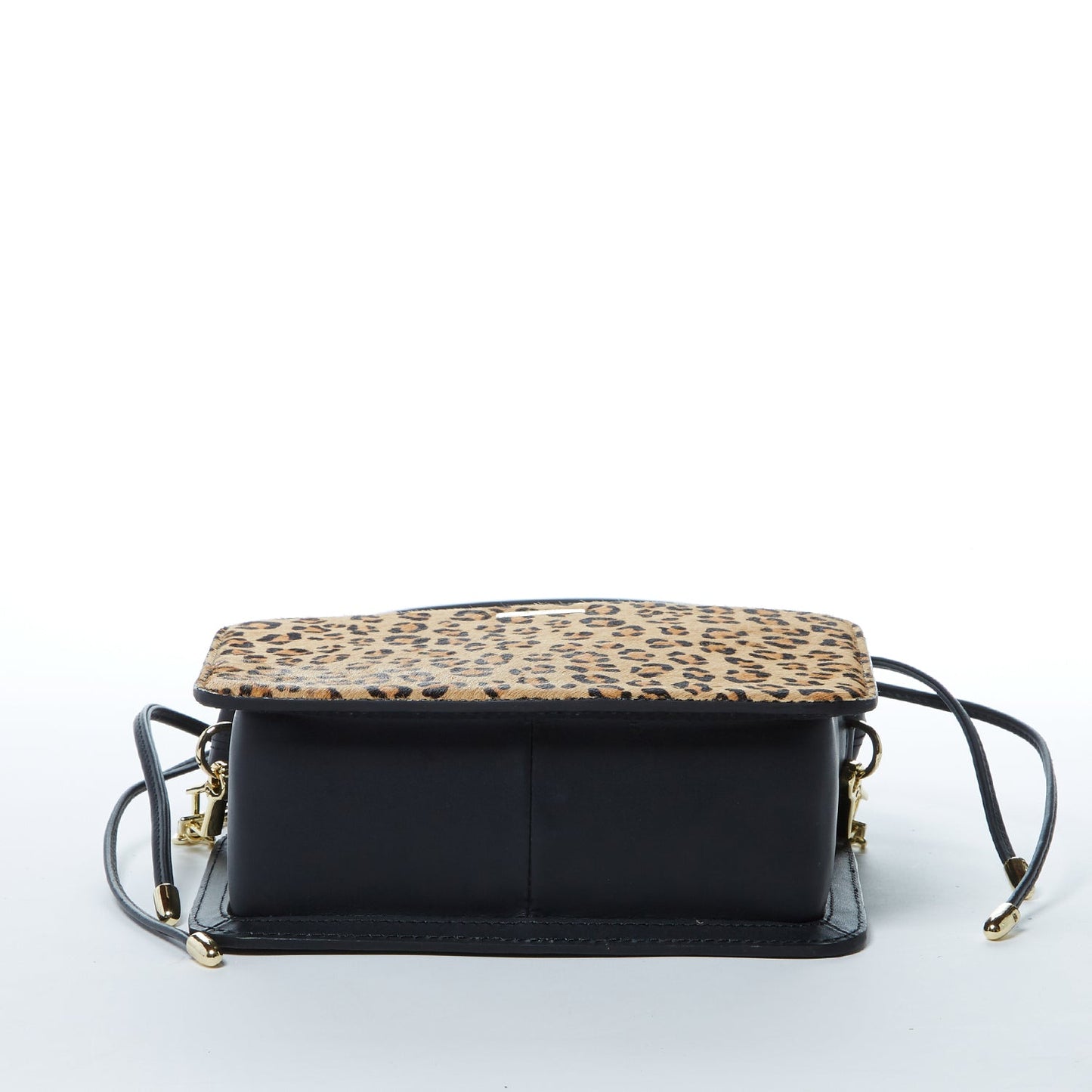 Cowhide Leather Leopard Print Drawstring Bag