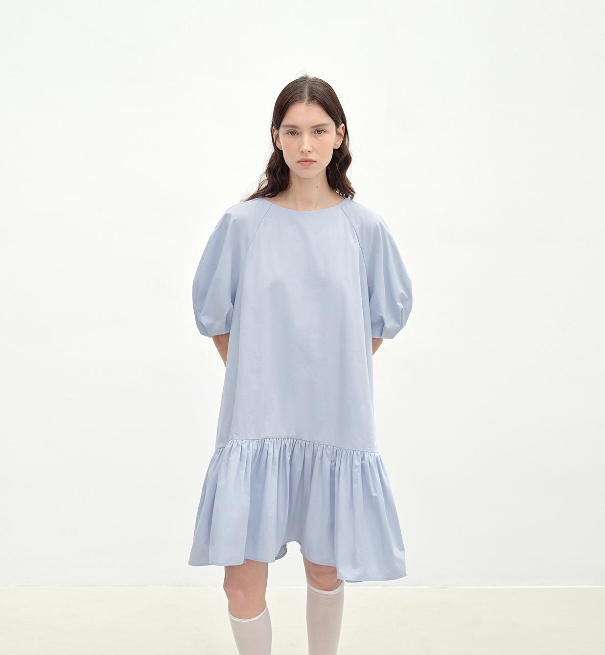 "Ailande" Round Neck Puff Sleeve Dress