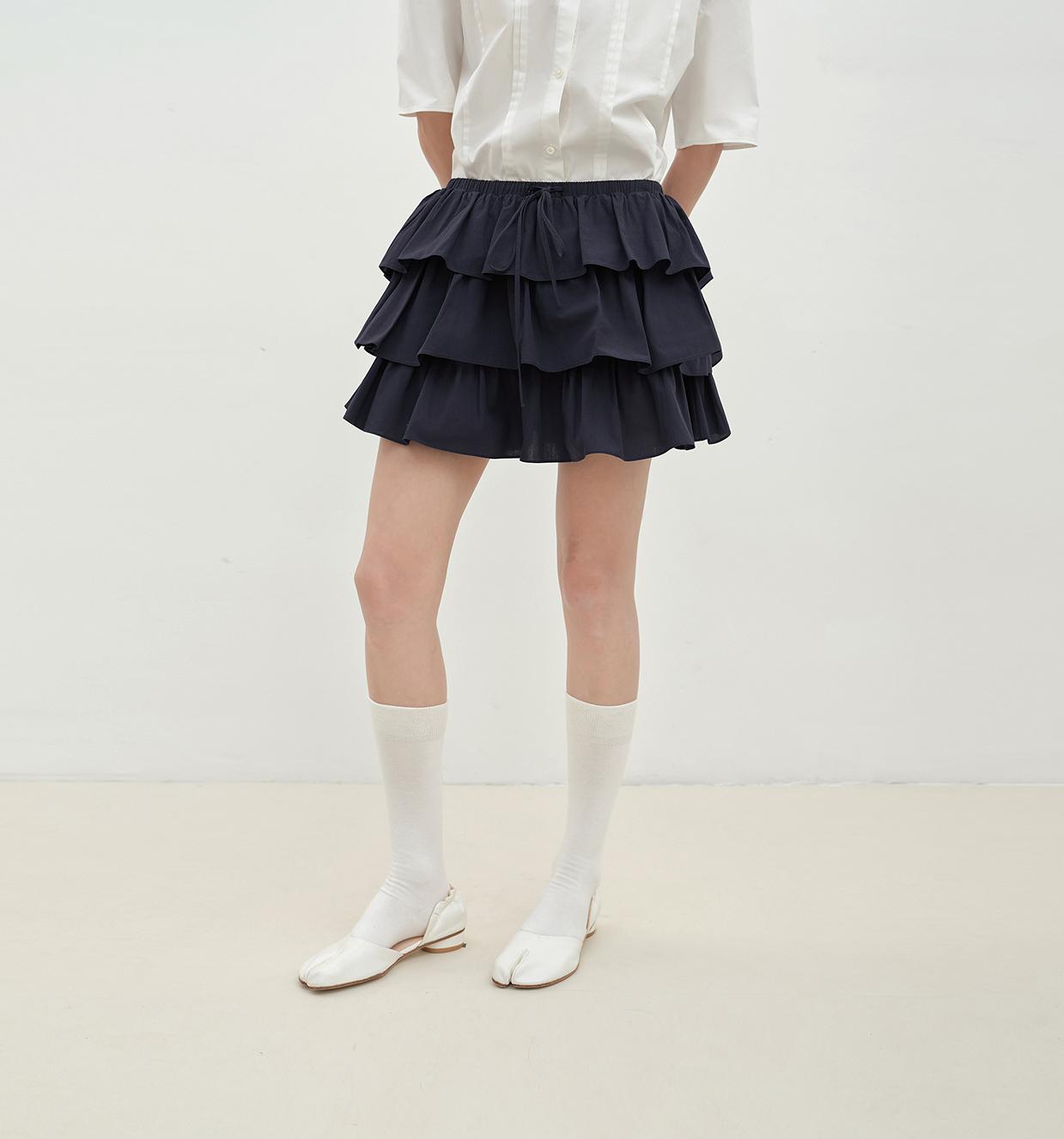 "Blueberry Cream" Pure Cotton Anti-Exposure Lace Cake Skirt