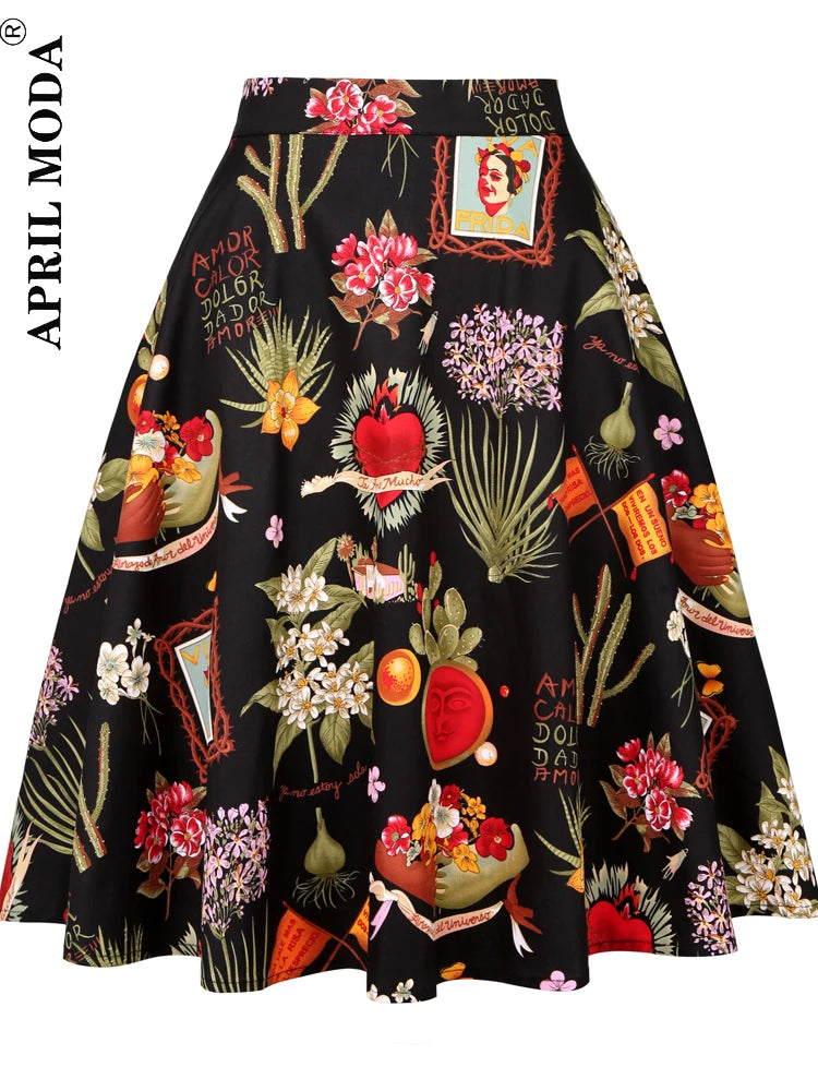 Women's Runway Cotton Retro Vintage Skirt