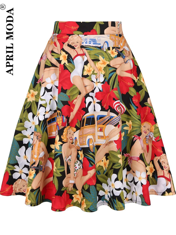 Women's Runway Cotton Retro Vintage Skirt