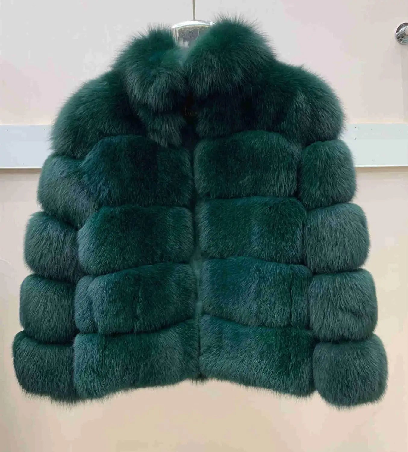 True Natural Fox Fur Coat Thick Silver