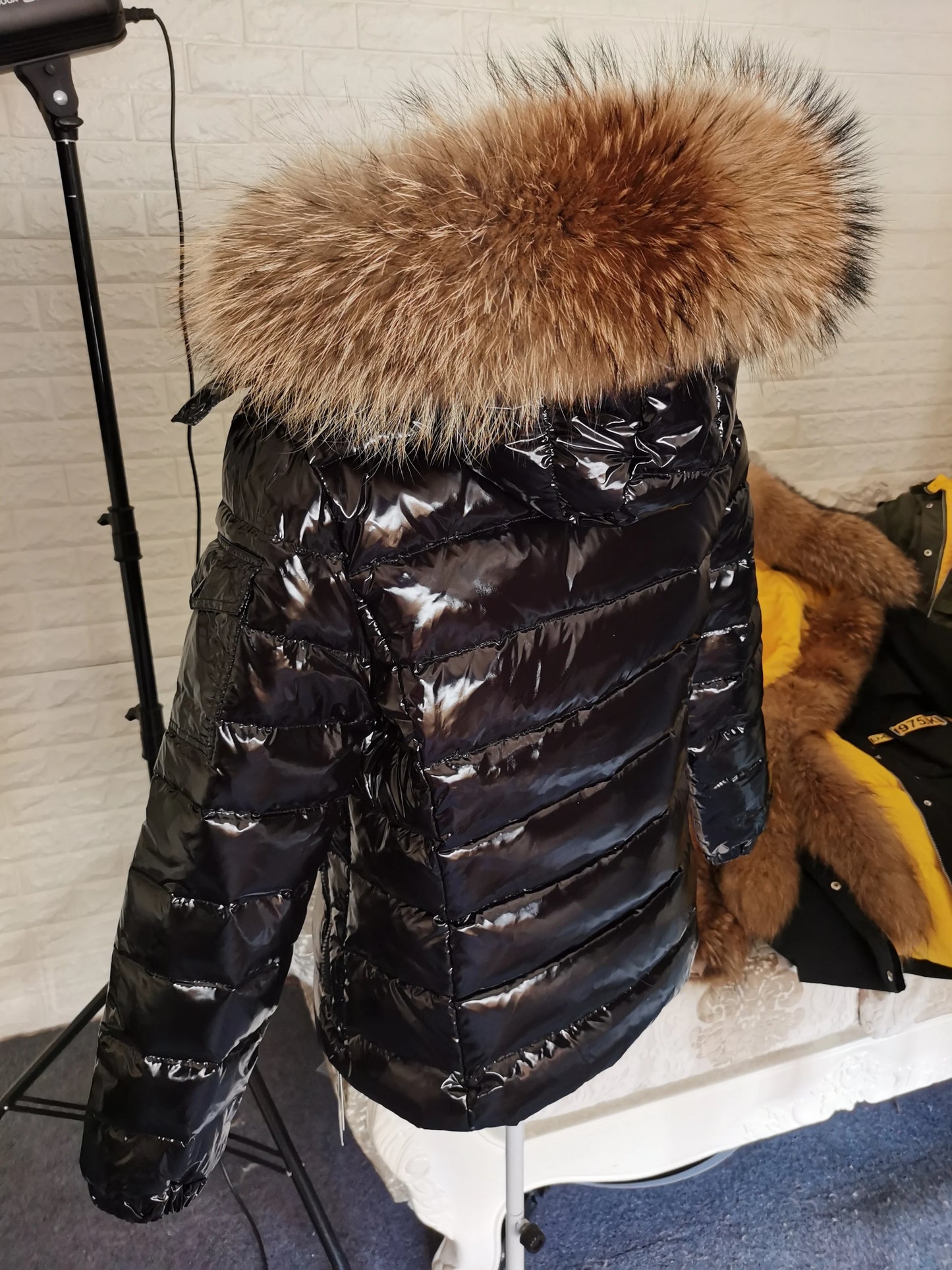 Real Fur Coat Parkas Duck Down Lining Coat Real Raccoon Fur Collar