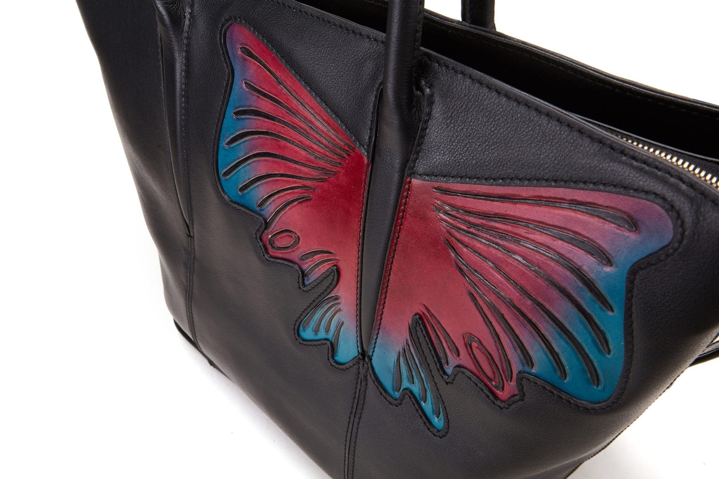 Butterfly Black Short Handle Bag