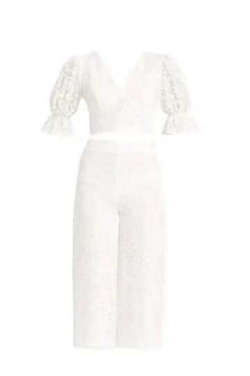 Pilar White Eyelet Pants