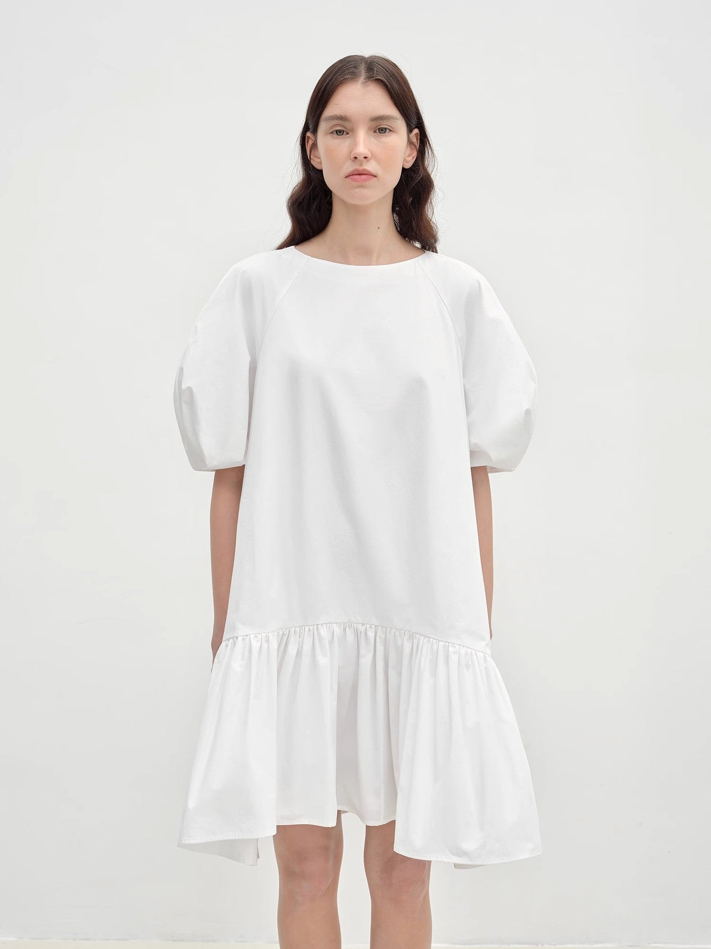 "Ailande" Round Neck Puff Sleeve Dress