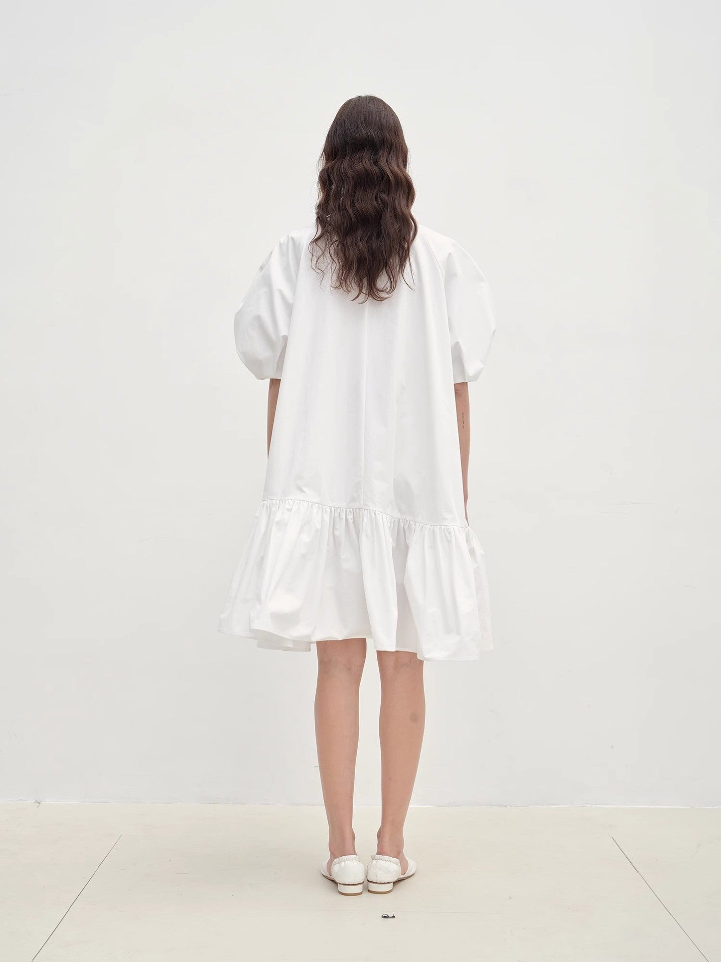 "Ailande" Round Neck Puff Sleeve Dress