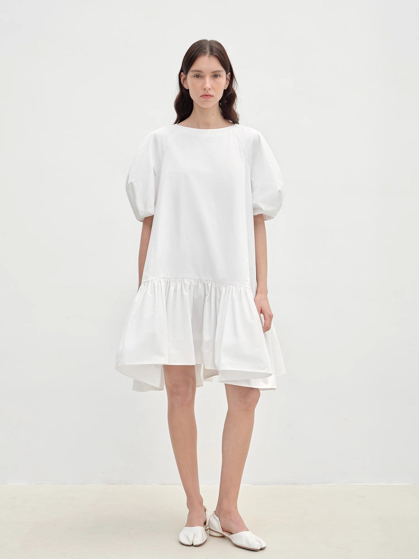 "Ailande" Round Neck Puff Sleeve Dress