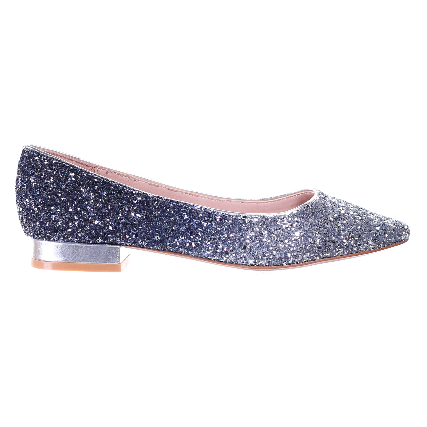 Glitter Pointed Toe Ballet Flats (S/Blue)