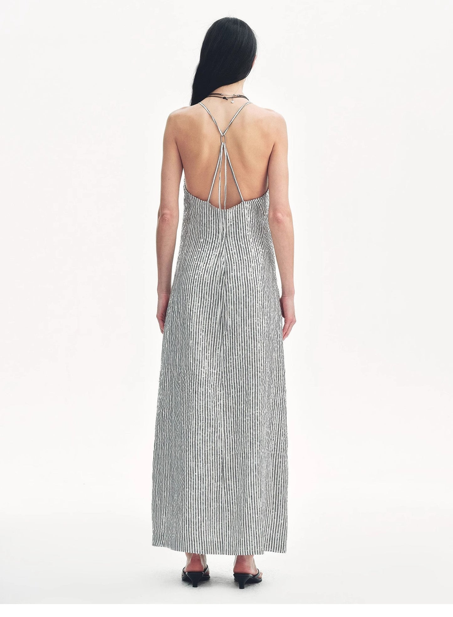 "Galaxy Trace" Linen Sequin Embroidery Dress