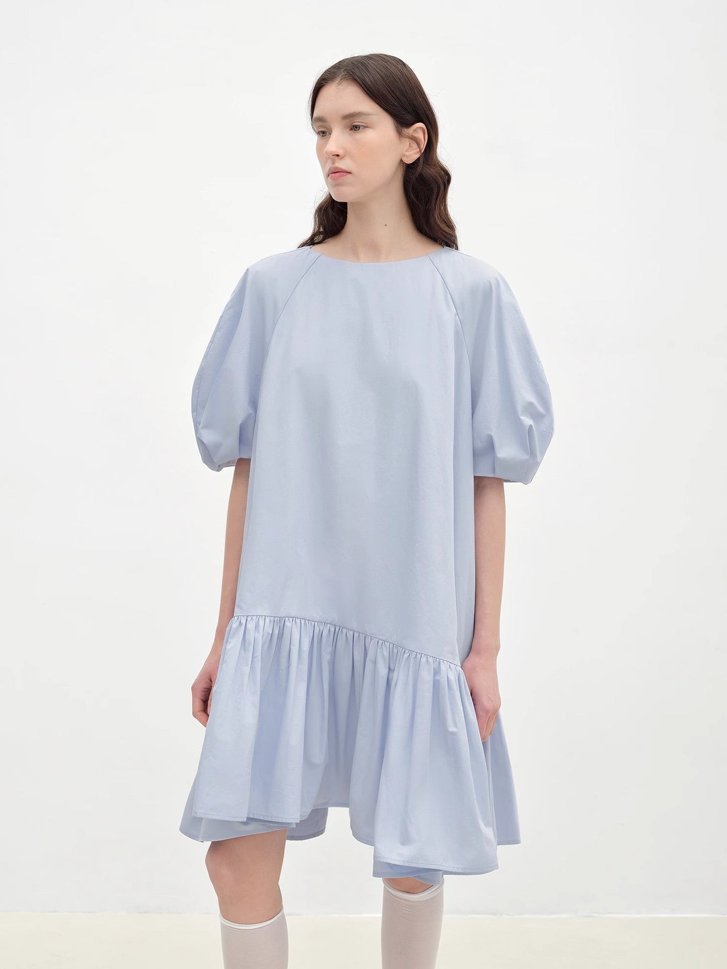 "Ailande" Round Neck Puff Sleeve Dress