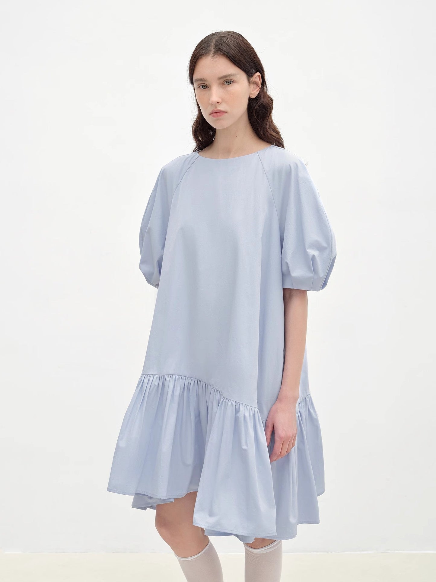 "Ailande" Round Neck Puff Sleeve Dress