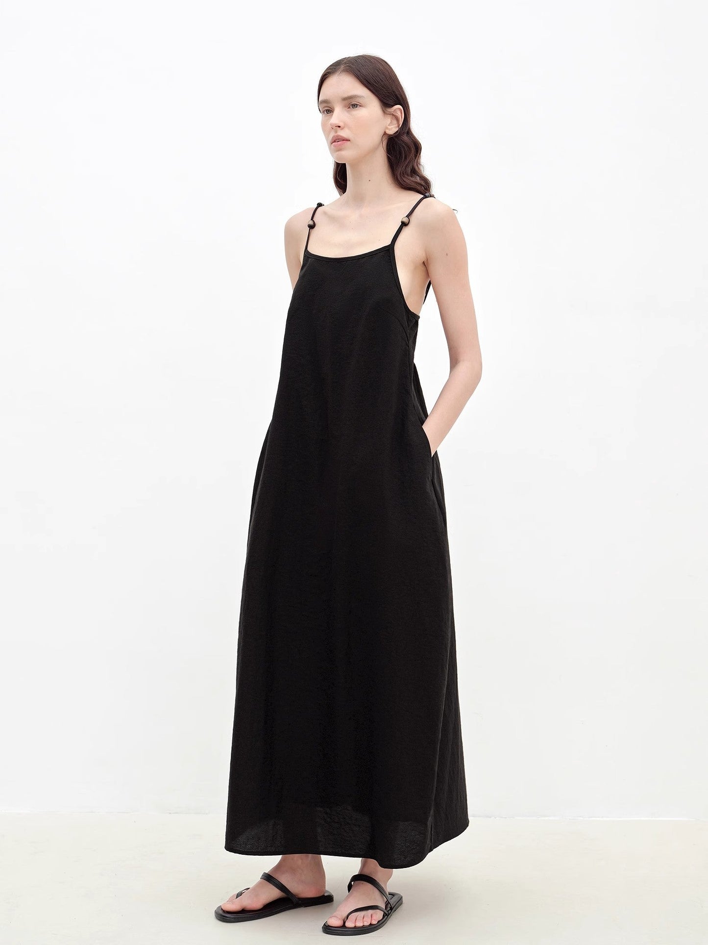 "Island Walk" Cotton Beaded Sling Dress
