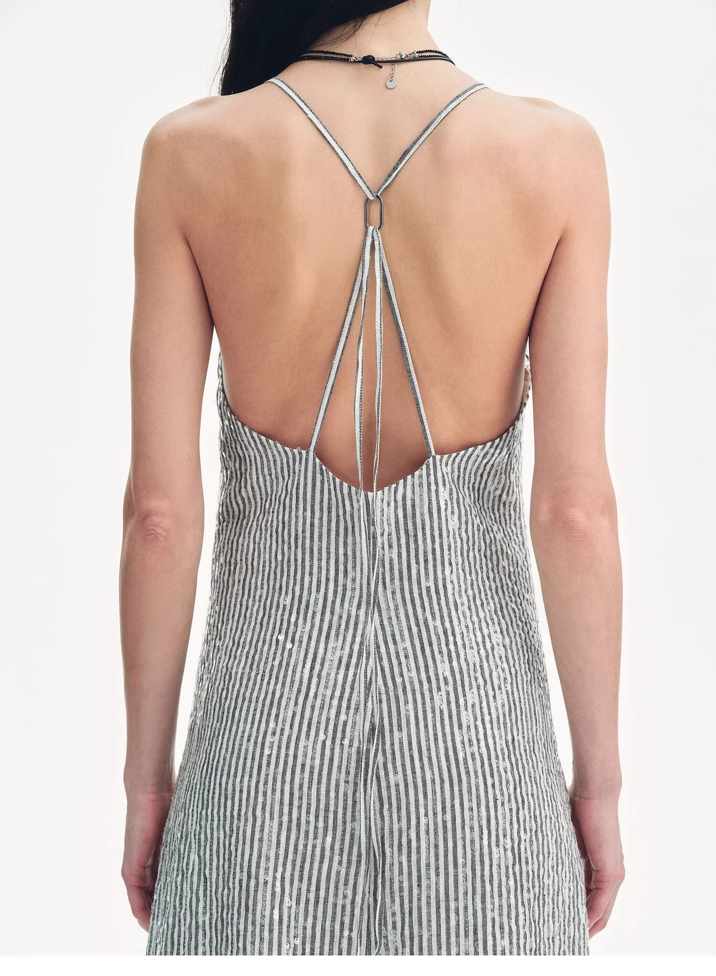 "Galaxy Trace" Linen Sequin Embroidery Dress