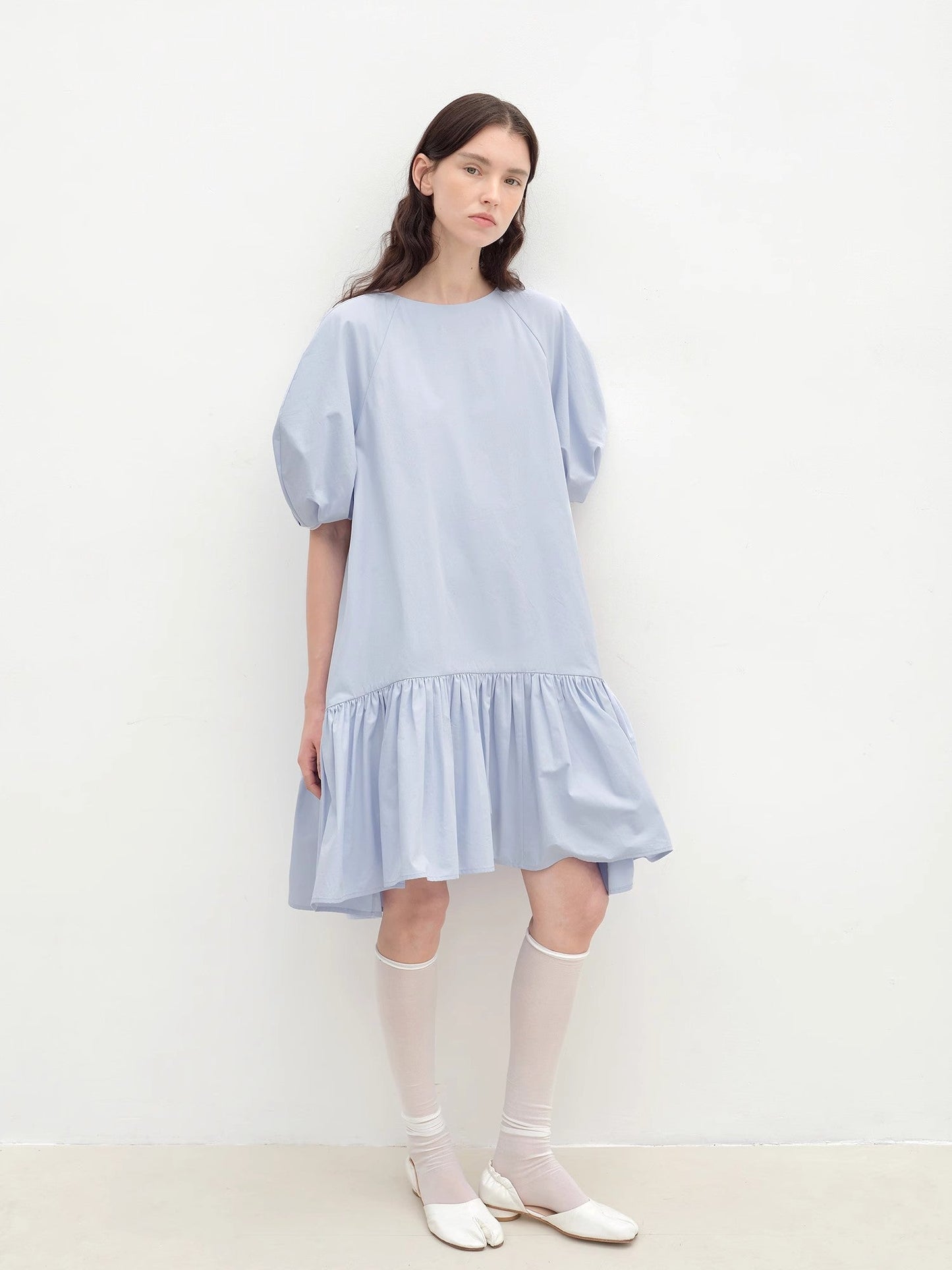"Ailande" Round Neck Puff Sleeve Dress