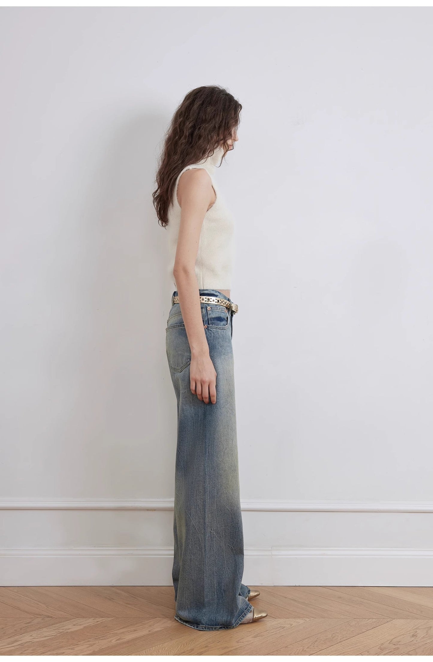 "Magic Dream" Retro Modern Washed Chicken Claw Wrinkled Wide Leg Pants