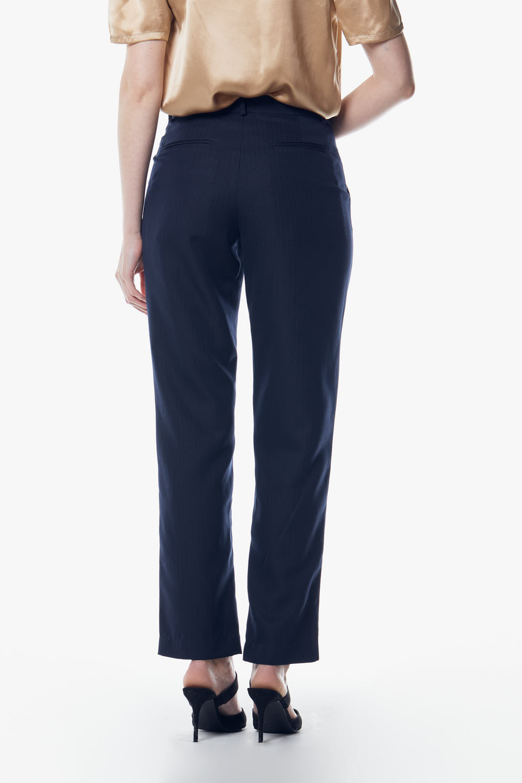 Italian Wool Skinny Pants in Navy Blue
