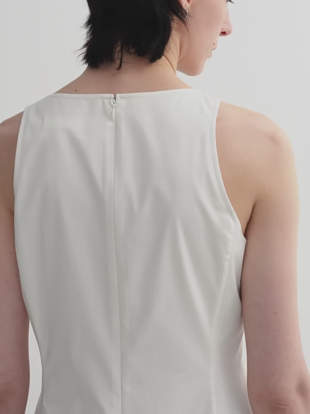 Micro-Cocoon-Shaped Pleated V-Neck Commuting Slim-Fitting Split Vest Dress