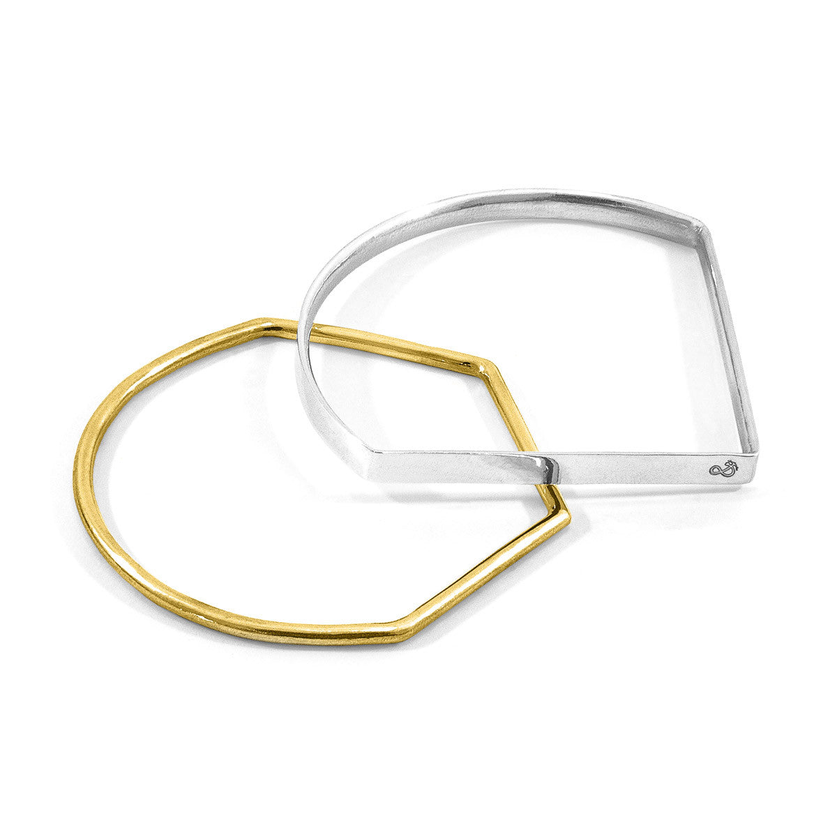 Rowe Half Circle Geometric 9ct Yellow Gold Bangle