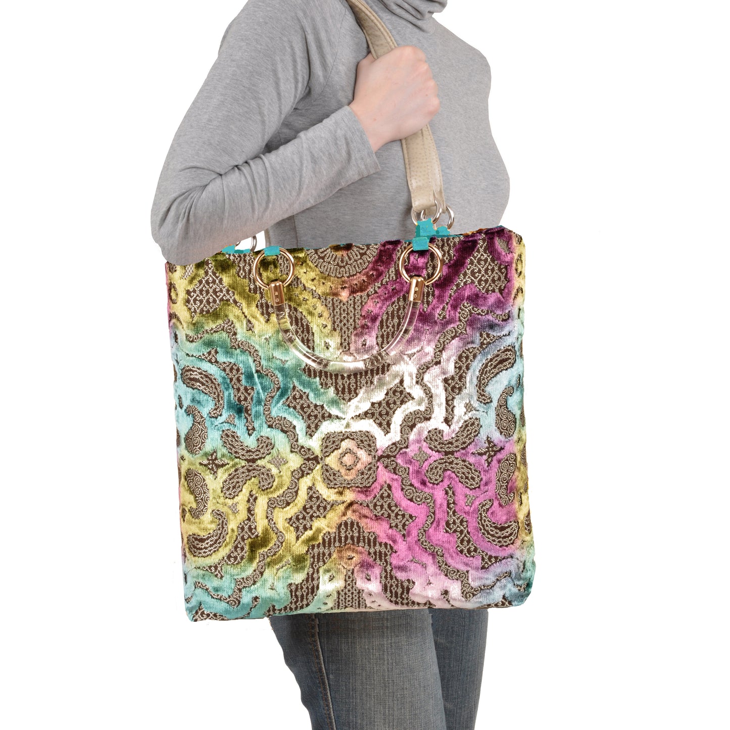 Baroque Teal Large Tote