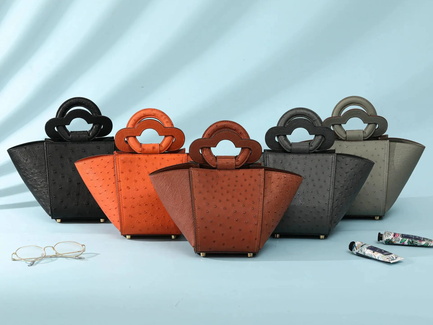Ostrich Genuine Leather Women's Handbag Fashionable Trendy Simple Versatile Lady's Tote Single-Shoulder Crossbody Bag