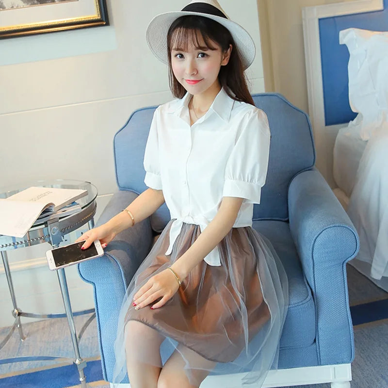 100% Cotton Womens Blouse Shirt White Summer Blouse