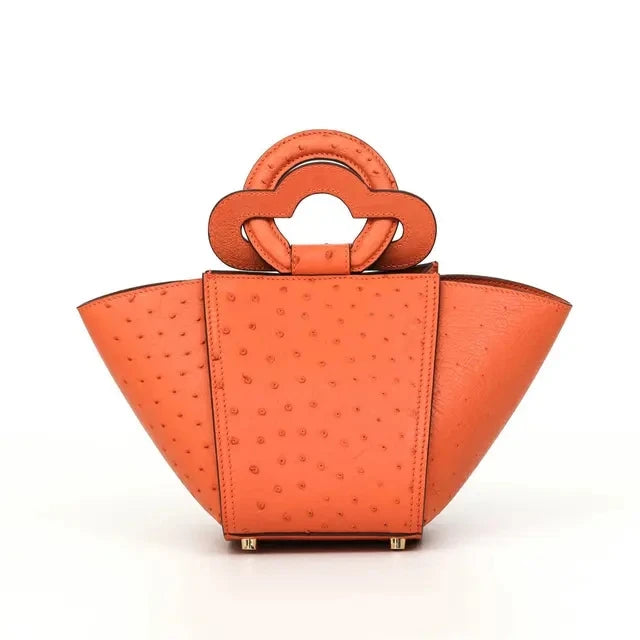 Ostrich Genuine Leather Women's Handbag Fashionable Trendy Simple Versatile Lady's Tote Single-Shoulder Crossbody Bag